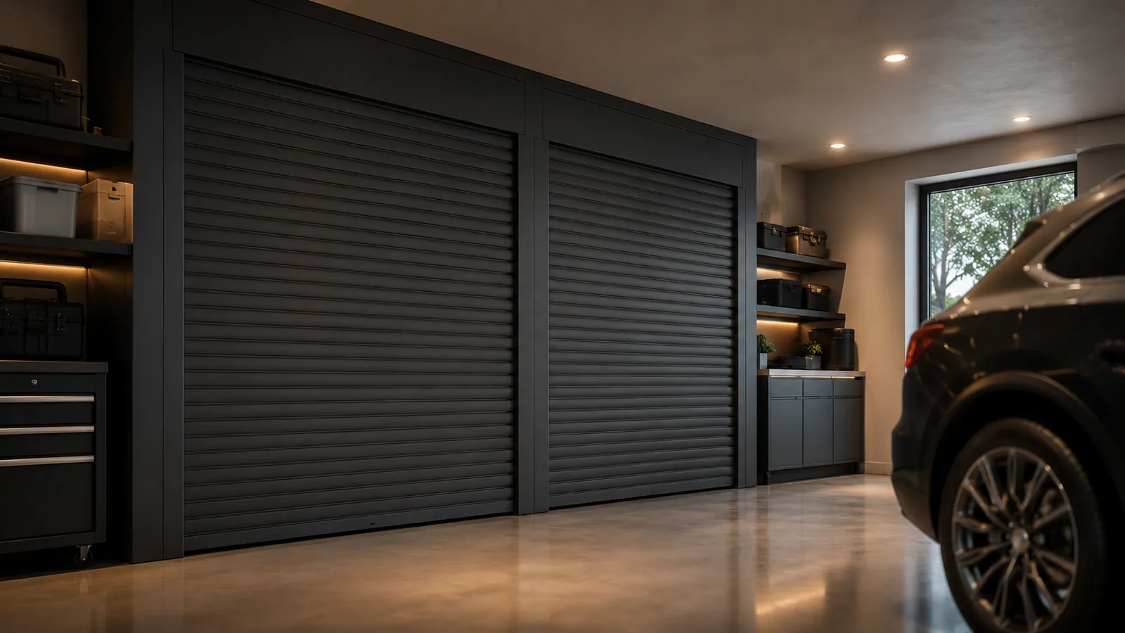Роллетный шкаф для хранения в частном гараже